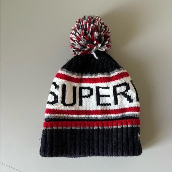 Superdry Men's Wrap Logo Ribbed Cuff Pom Beanie - Picture 1 of 5